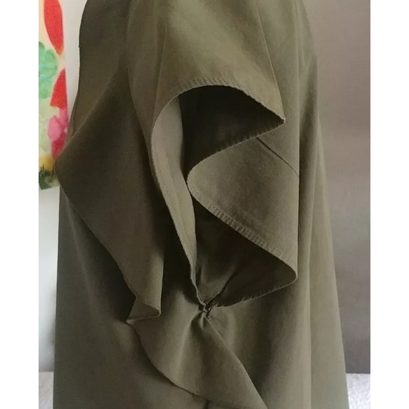 Olive Green Ruffle Blouse.Only the blouse. - Picture 5 of 10